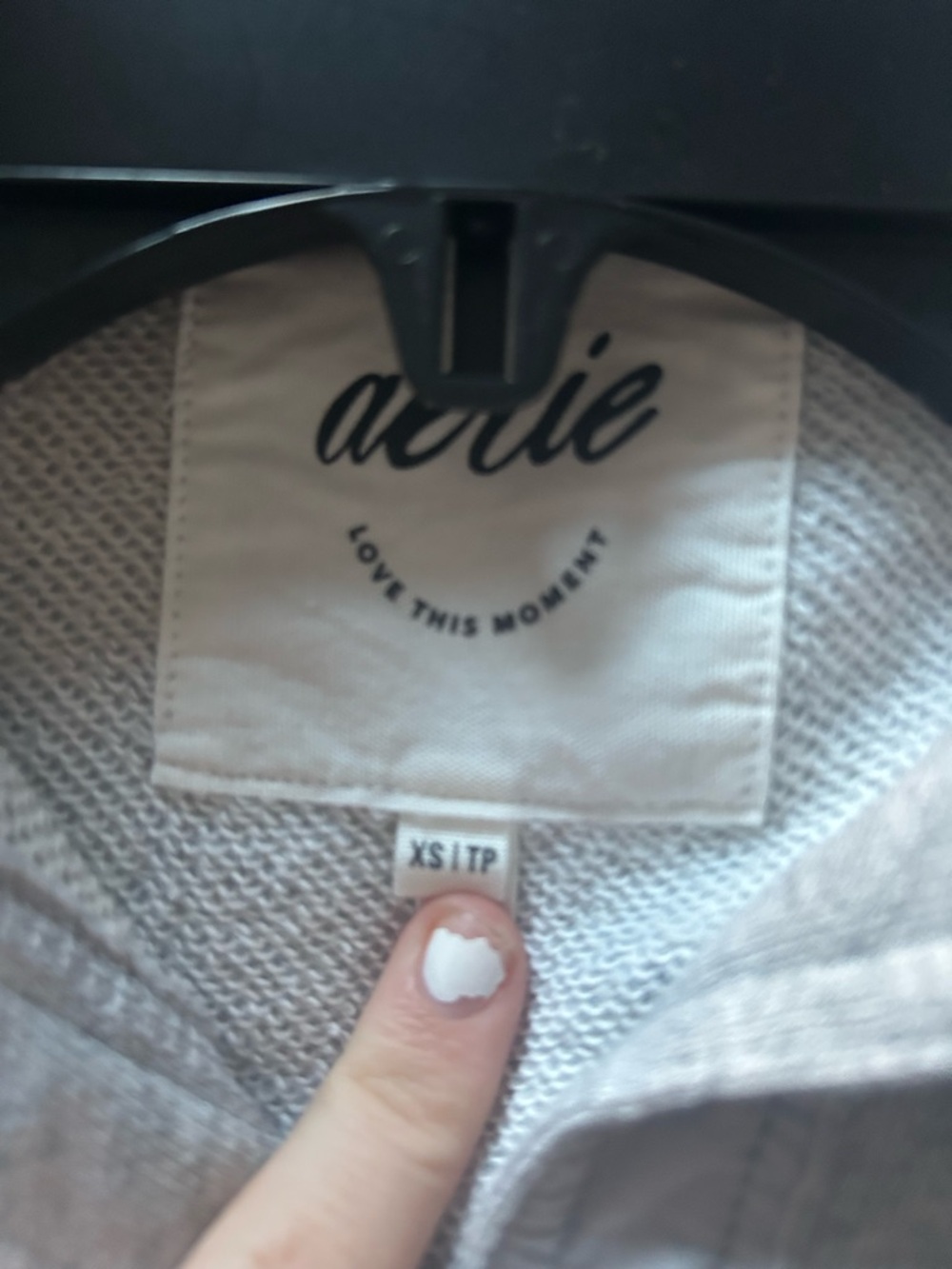 Aerie Light Gray Button-Up Sweatshirt Jacket - Picture 2 of 3
